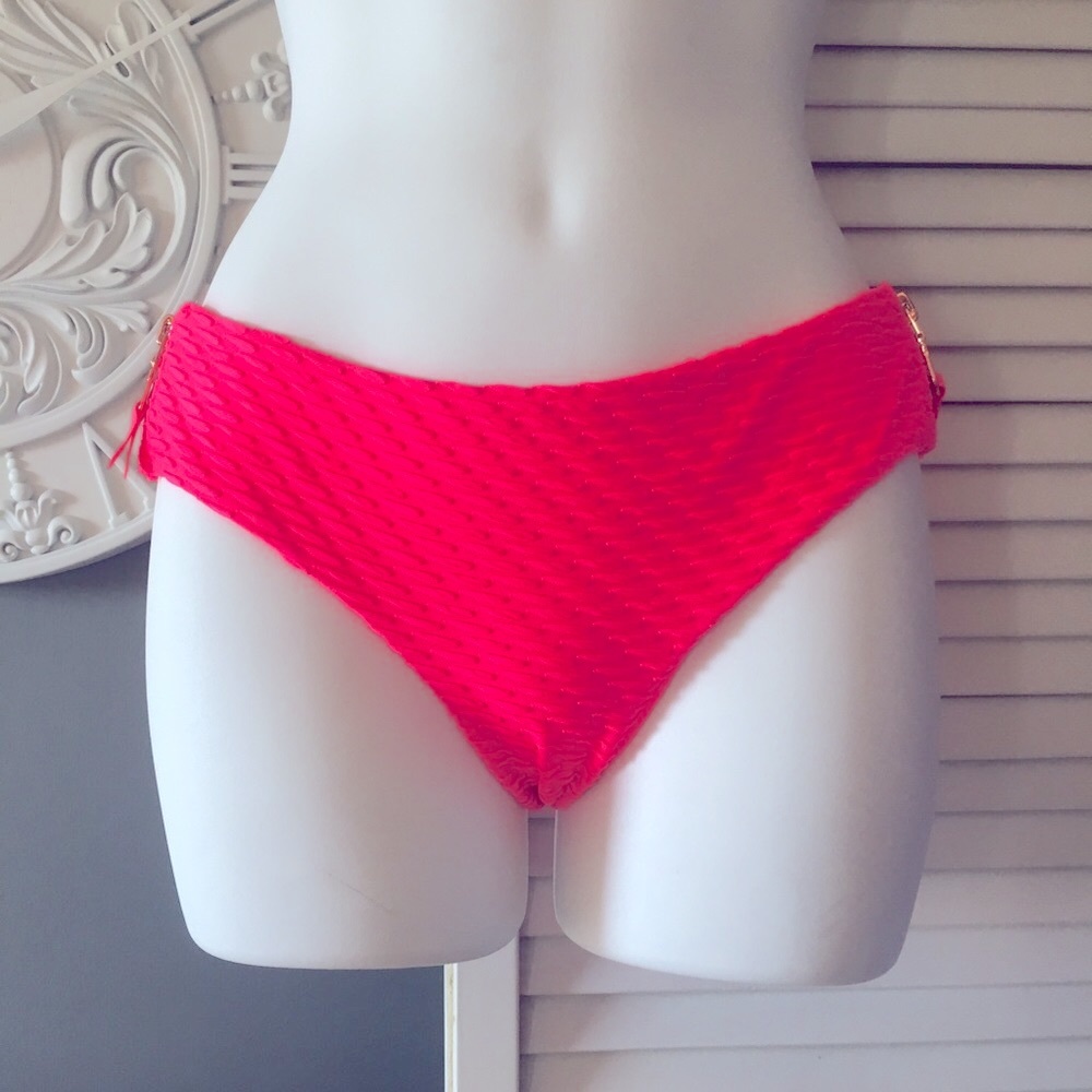 🔴Textured bikini bottom with side zippers